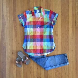 J. Crew Factory Mixed Gingham Popover